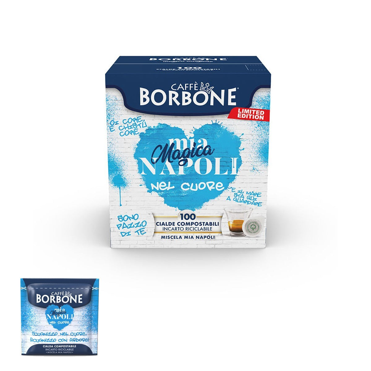 100 CIALDE CAFFE' BORBONE MISCELA MIA MAGICA NAPOLI ESE 44MM EDIZIONE LIMITATA