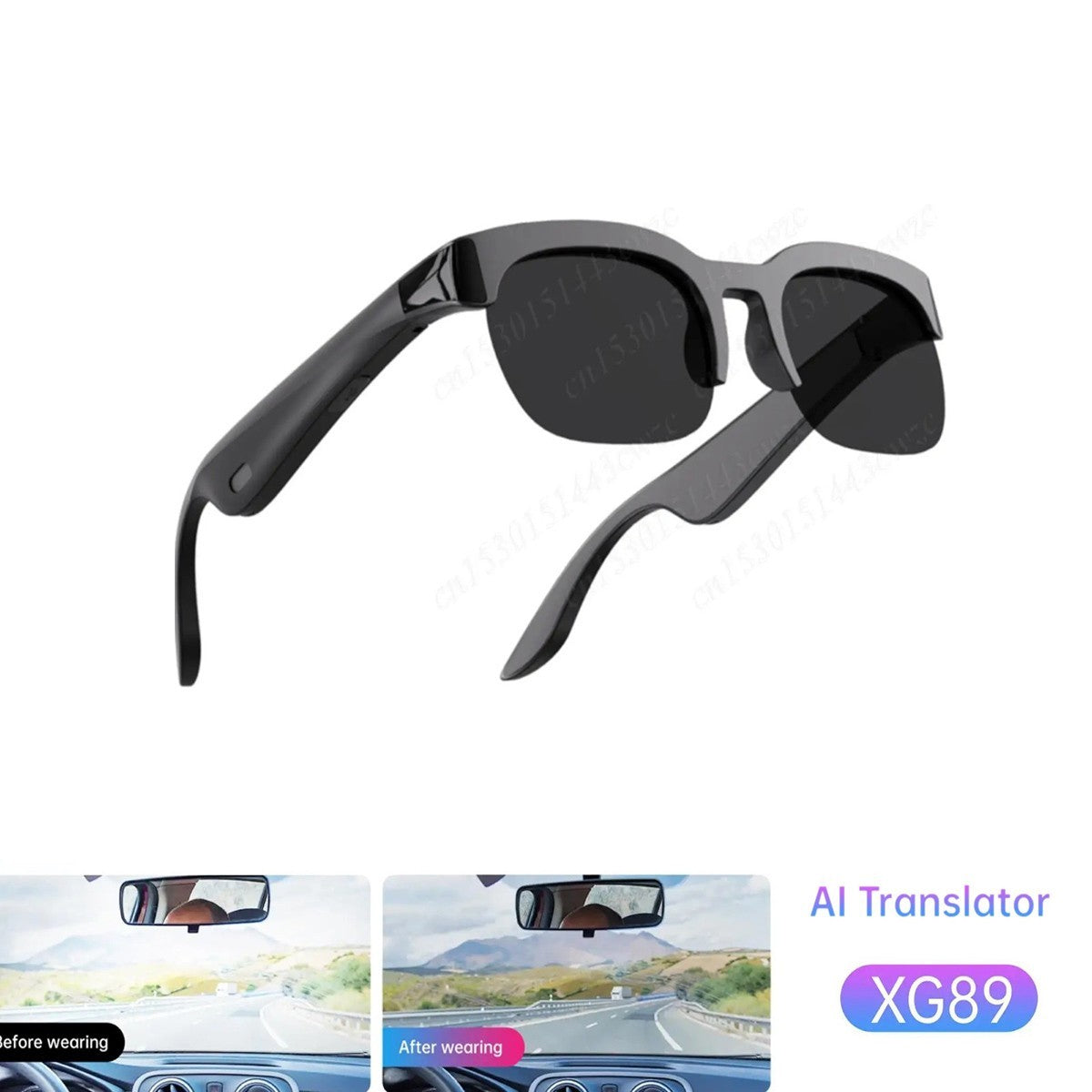 LUNETTES INTELLIGENTES BLUETOOTH XG89 AVEC TRADUCTEUR IA MUSIQUE ET APPELS MAINS LIBRES