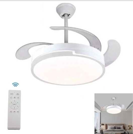 VENTILATORE SOFFITTO LUCE PALE SCOMPARSA 85W LAMPADARIO SOSPENSIONE 50CM SJ-160