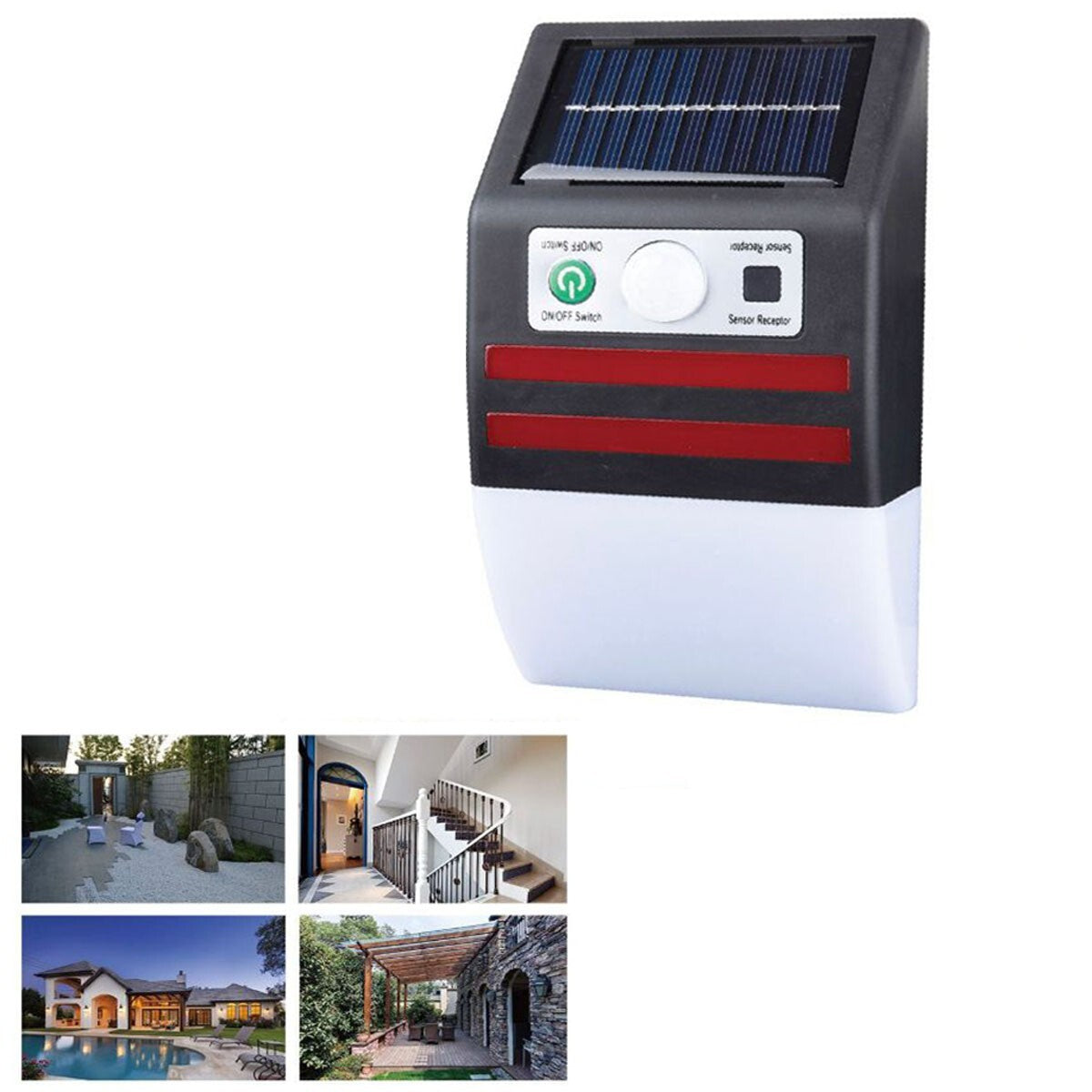LAMPE SOLAIRE MURALE À LED EXTÉRIEURE PROJECTEUR DÉTECTEUR DE MOUVEMENT IP65 TE-B0598