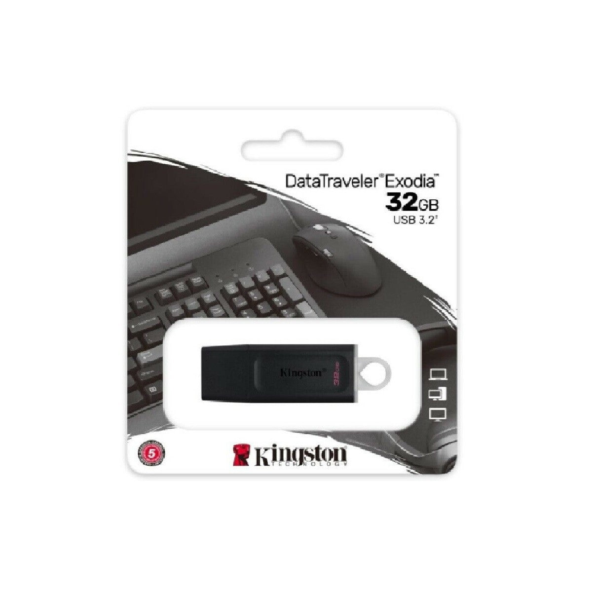 KINGSTON PENDRIVE 32 G B EXODIA ORIGINALE PENNA MEMORIA USB 3.2 CHIAVETTA USB NERO