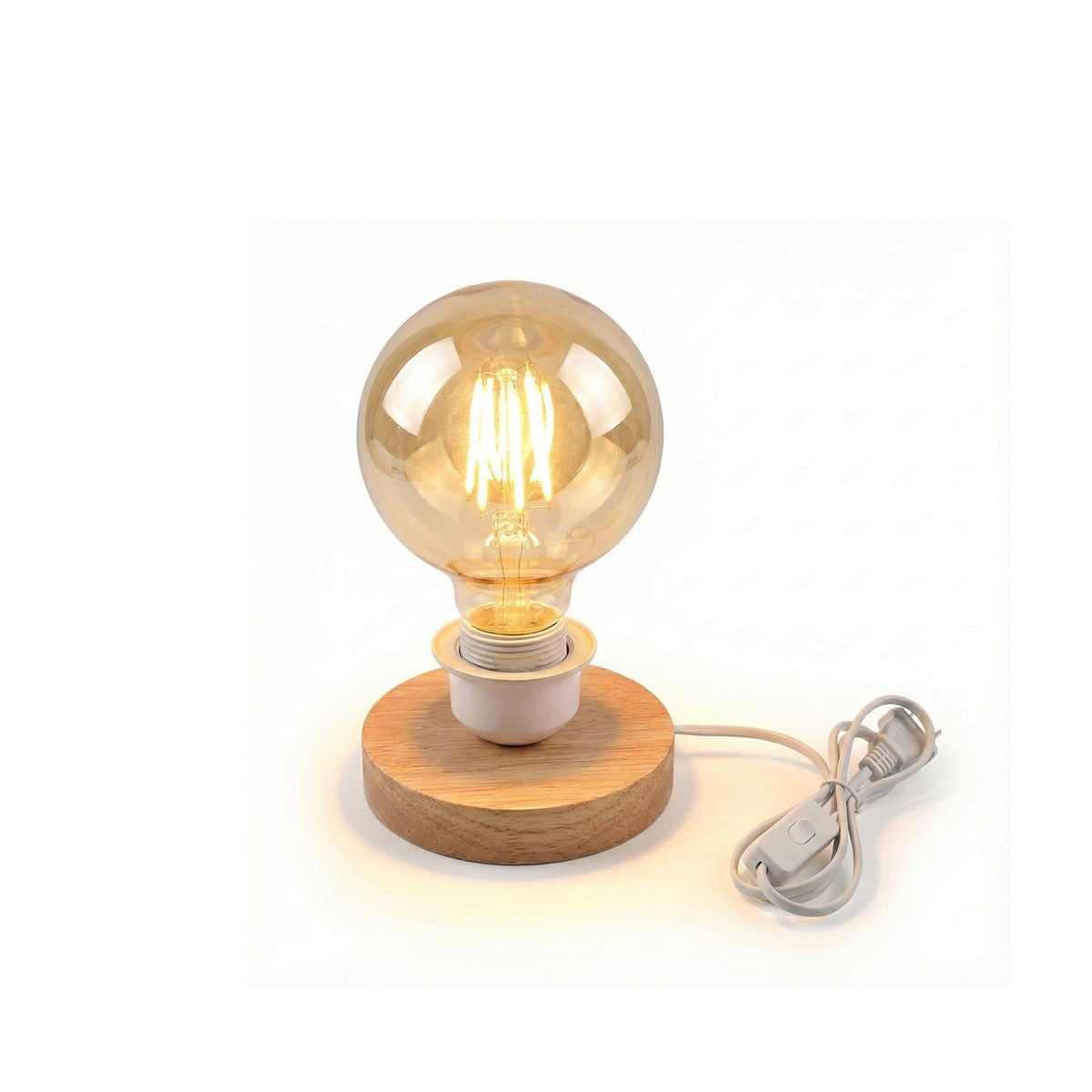 LAMPADA DA TAVOLO LEGNO E27 BASE TONDA PORTALAMPADA DESIGN MINIMAL ET-31636