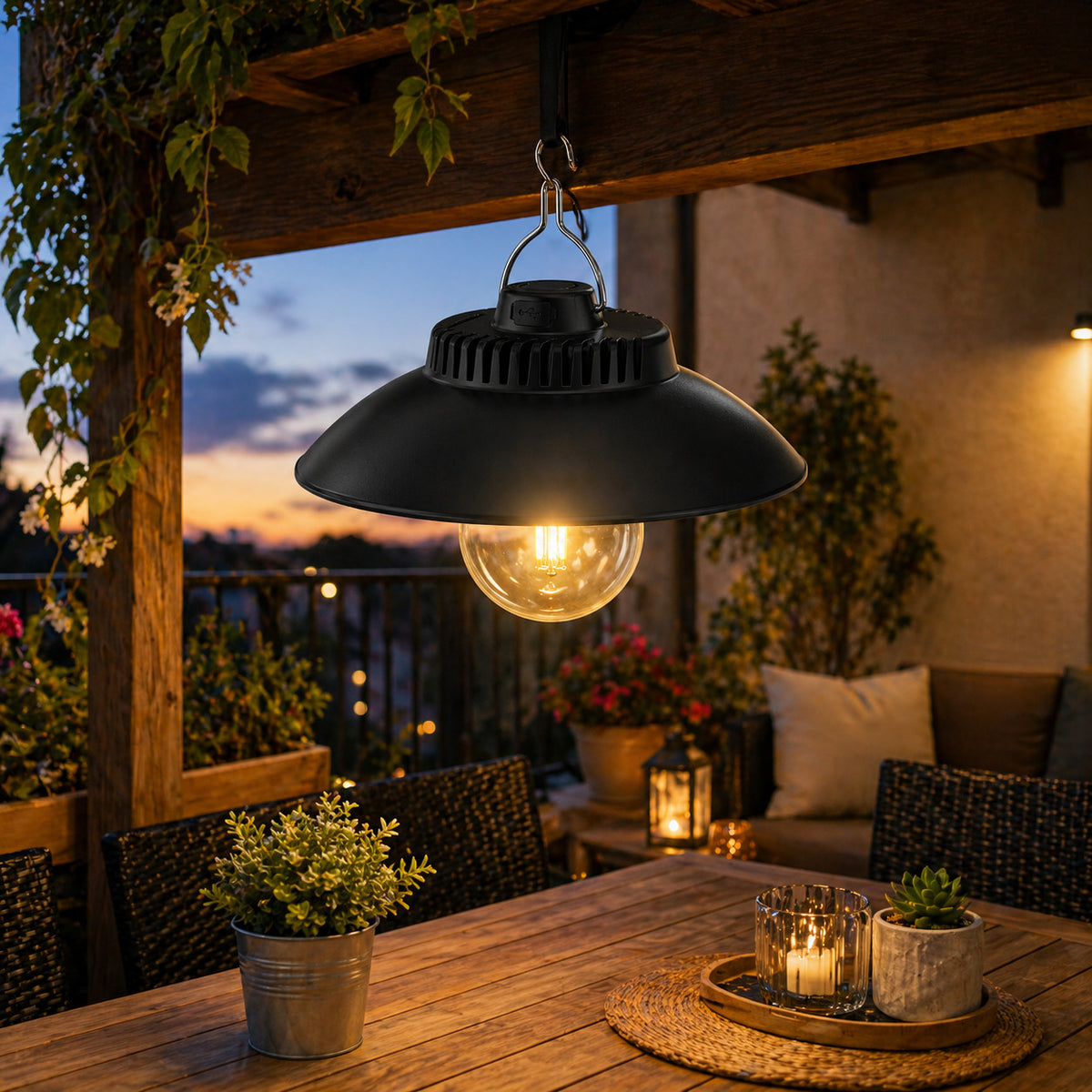 LAMPE DE CAMPING LED SOLAIRE RECHARGEABLE AVEC CROCHET LUMIÈRE CHAUDE 3000K TE-B0627