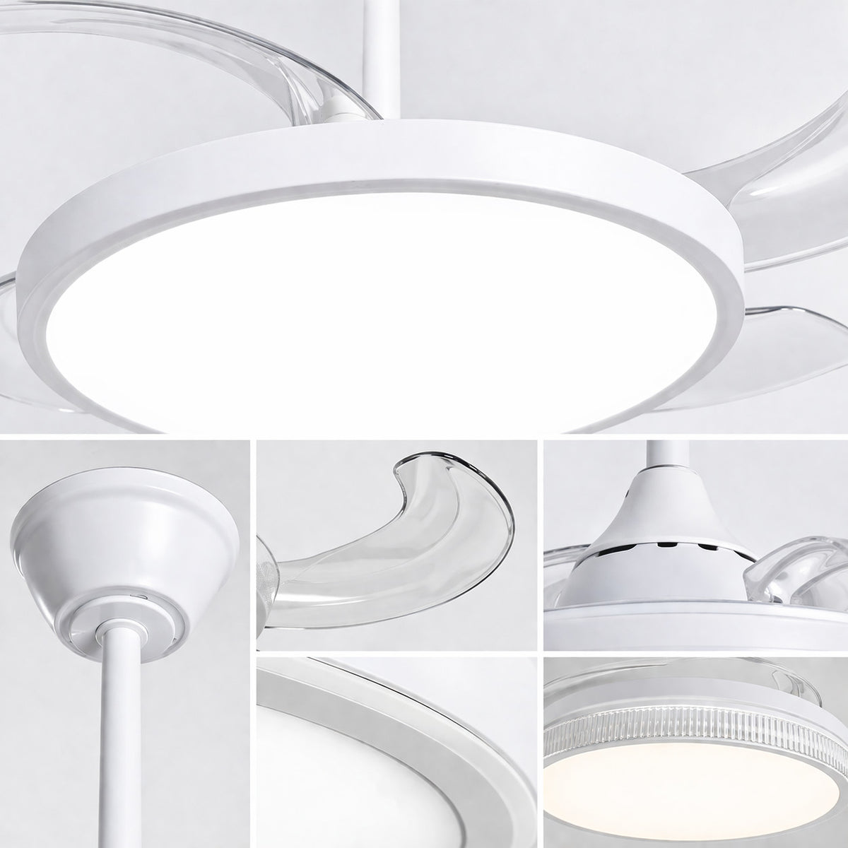 VENTILATEUR DE PLAFOND AVEC LUMIÈRE LED PALES RÉTRACTABLES 42" 80W DIMMABLE SJ-199