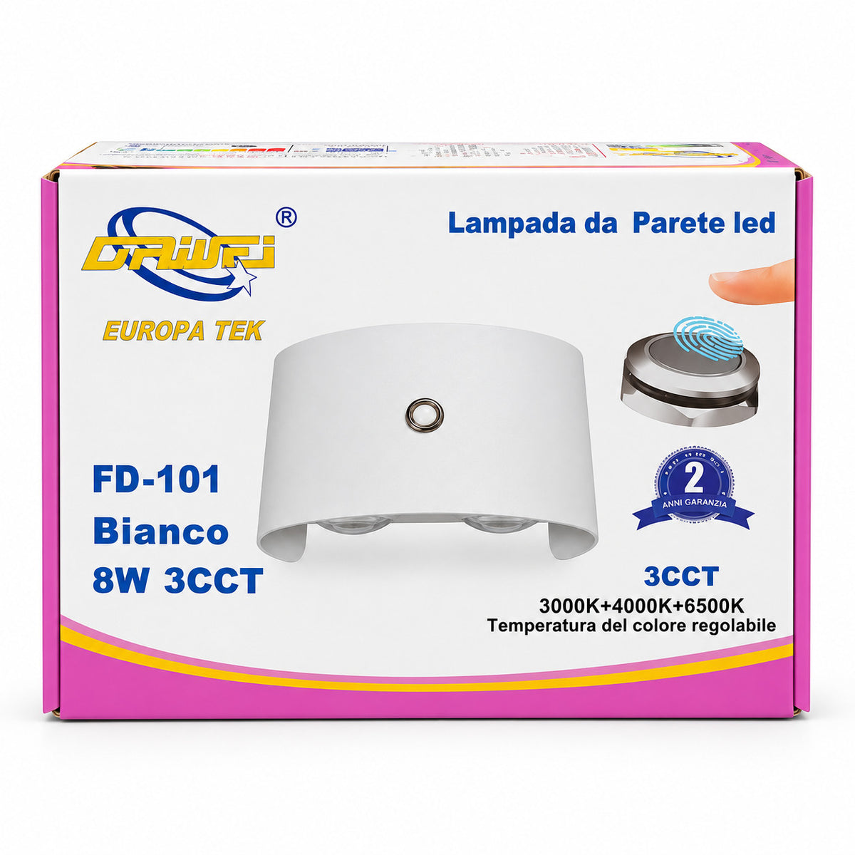 APPLIQUE LED 8W BIANCA IP65 LAMPADA PARETE ESTERNO 3000K 4000K 6000K ET-31670