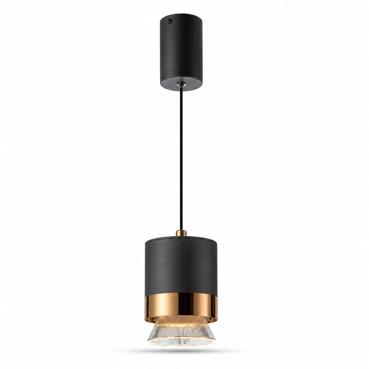 LAMPADARIO LED A SOSPENSIONE MODERNO NERO OPACO ORO REGOLABILE 3000K-6000K LP033