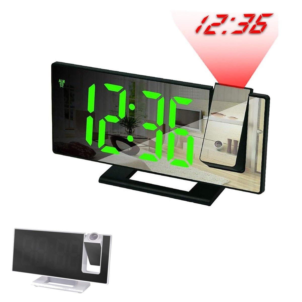 OROLOGIO PROIETTORE SPECCHIATO LED SVEGLIA DISPLAY LCD ELETTRICO DIGITALE ORARIO