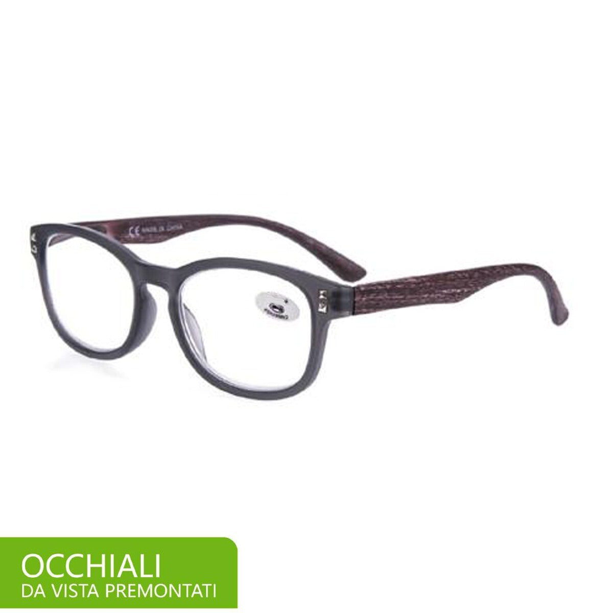 OCCHIALI VISTA LENTI GRADUATE LETTURA MONTATURA UOMO DONNA +1.5° LEGNO SCURO*