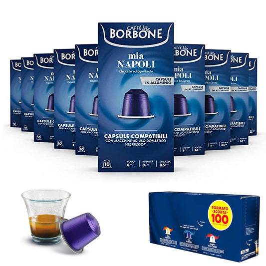 100 CAPSULES EN ALUMINIUM COMPATIBLES AVEC LES MACHINES NESPRESSO MÉLANGE MIA NAPOLI