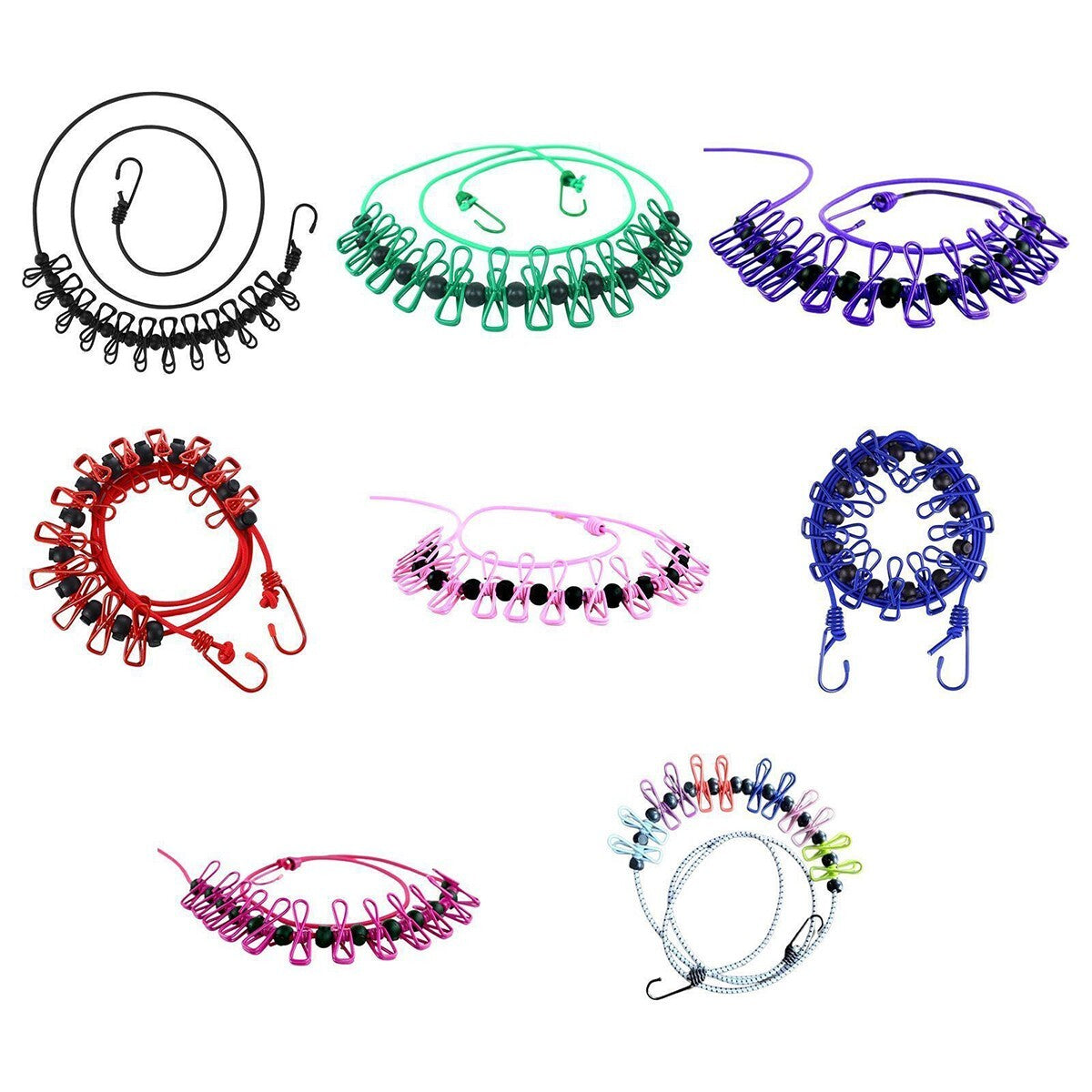 STENDIBIANCHERIA CORDA ELASTICA BALCONE CAVO DA VIAGGIO CAMPEGGIO 12 MOLLETTE