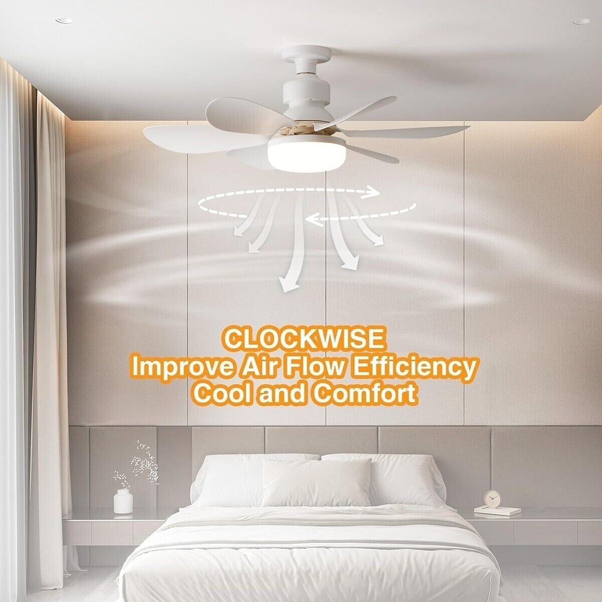 PLAFONNIER VENTILATEUR LED E27 DIMMABLE TÉLÉCOMMANDE 30W