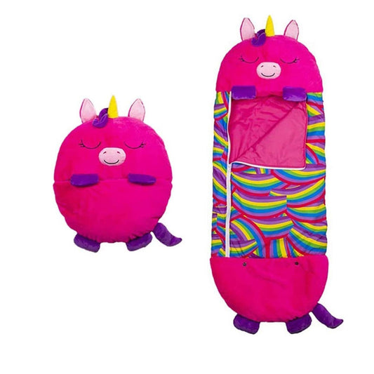 SACCO A PELO BAMBINI CARTONI UNICORNO CUSCINO MORBIDO PIEGHEVOLE FUCSIA
