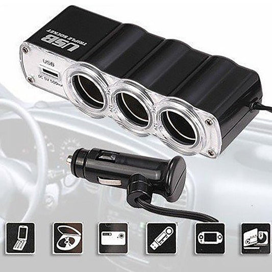 ADAPTATEUR USB VOITURE TRIPLE PRISE 12V CHARGEUR MULTIPLE TÉLÉPHONES WF-0120