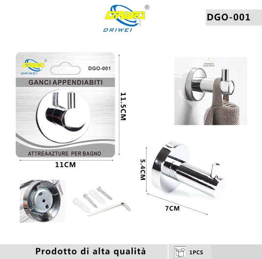 CROCHET PORTE-MANTEAU MURAL SALLE DE BAINS CHROME POUR SERVIETTE MAISON MURAL 01902