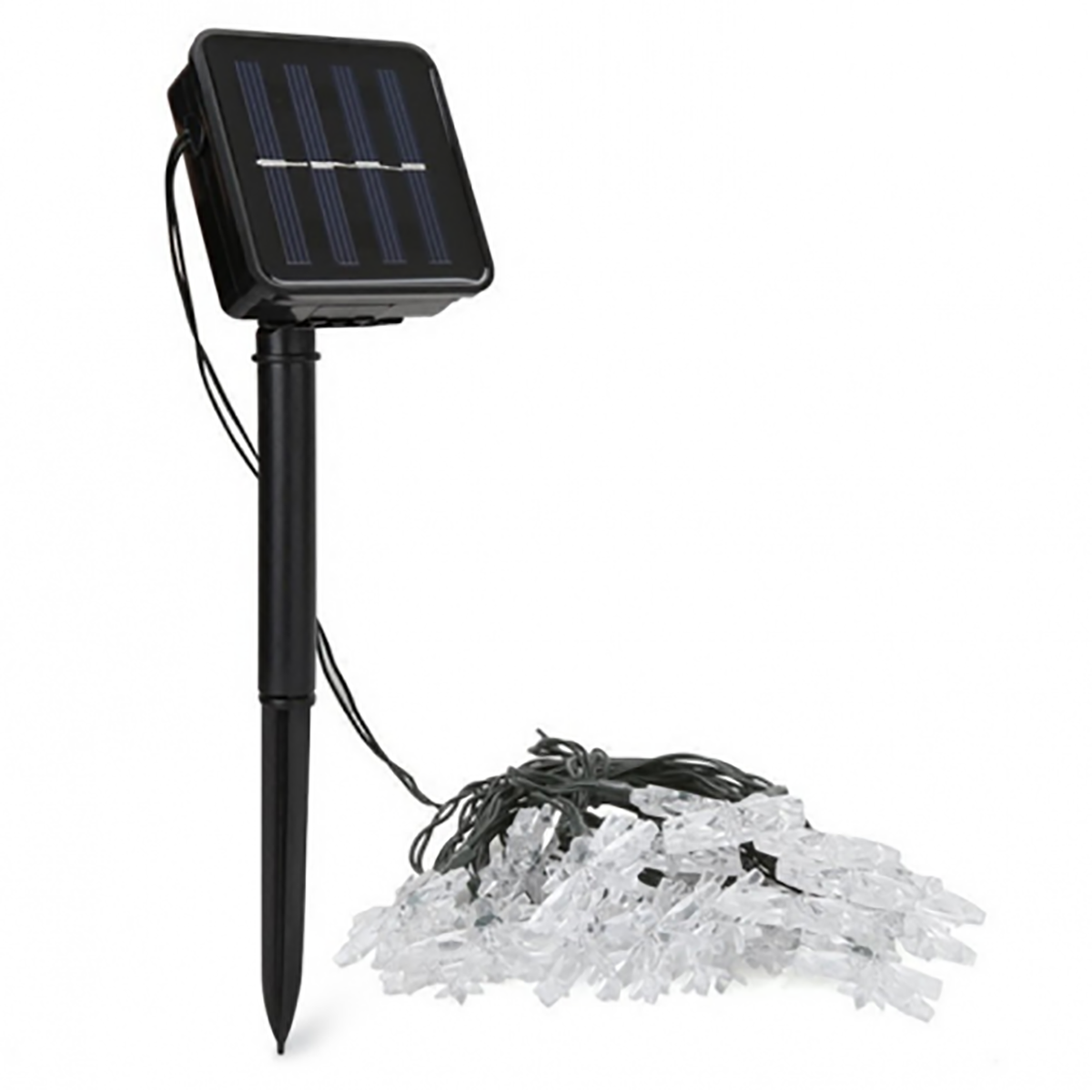 GUIRLANDE 30 LED SOLAIRE FLOCON DE NEIGE BLANC NATUREL EXTÉRIEUR NOËL