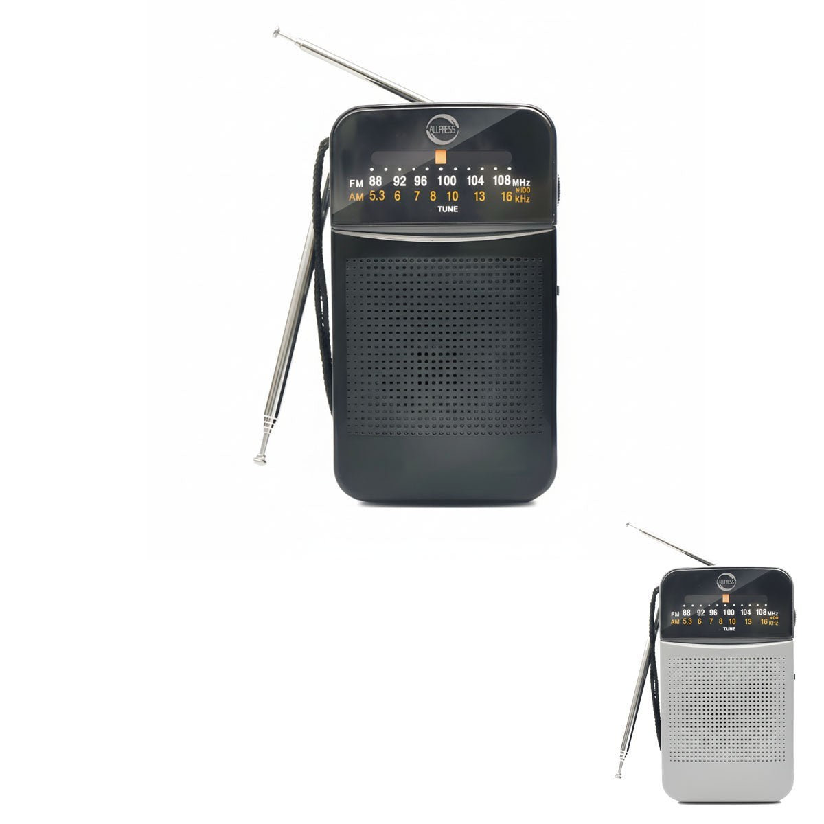 RADIO PORTATILE FM AM DUE BANDE CON ANTENNA TELESCOPICA 35 CM AUX JACK AS-07102