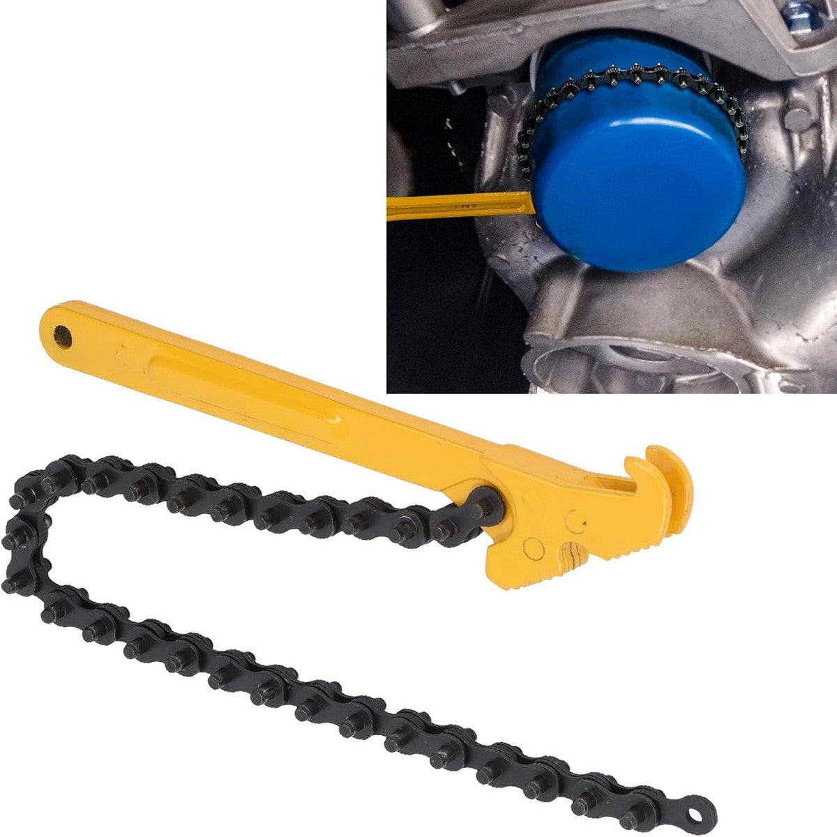 CHIAVE A CATENA REGOLABILE 23,5CM ACCIAIO LEGATO PER TUBI FILTRI OLIO MANICO 9"