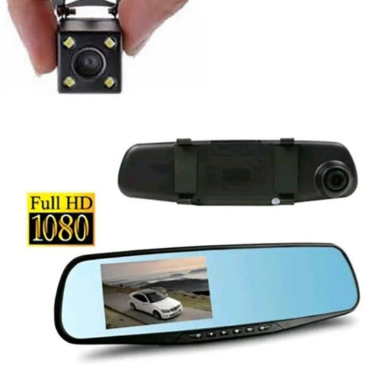 RÉTROVISEUR AVEC MONITEUR DVR RECUL 2 CAMÉRAS 4 LED VOITURE SUV