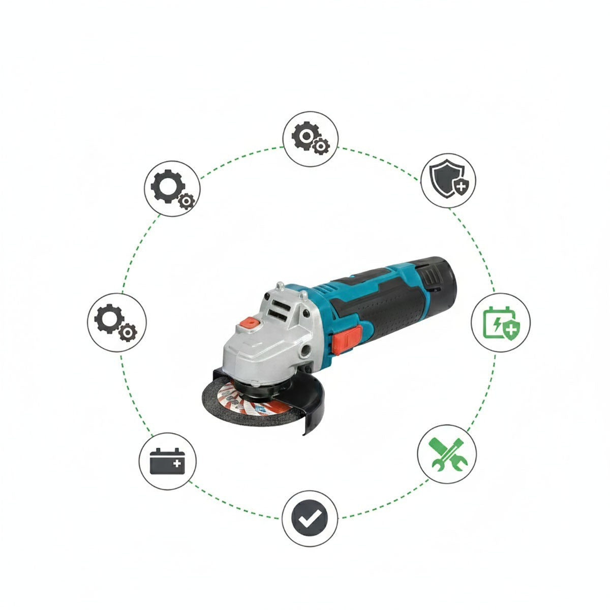 SMERIGLIATRICE ANGOLARE A BATTERIA 3 POLLICI PORTATILE 2 BATTERIE DA 24VF 08626