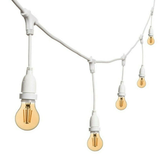 GUIRLANDE LUMINEUSE 10M 15 DOUILLES E27 BLANCHE PROLONGEABLE IP44 INTÉRIEUR EXTÉRIEUR