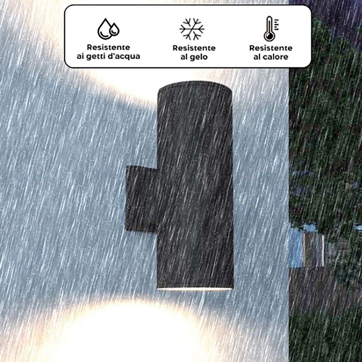 APPLIQUE DA PARETE LED LAMPADA ESTERNO DESIGN MODERNO ALLUMINIO NERO