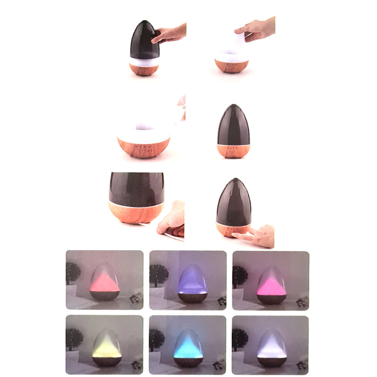 MINI DIFFUSEUR D'ARÔMES LED COULEURS BOIS AROMATHÉRAPIE HUMIDIFICATEUR USB MAISON 120ML