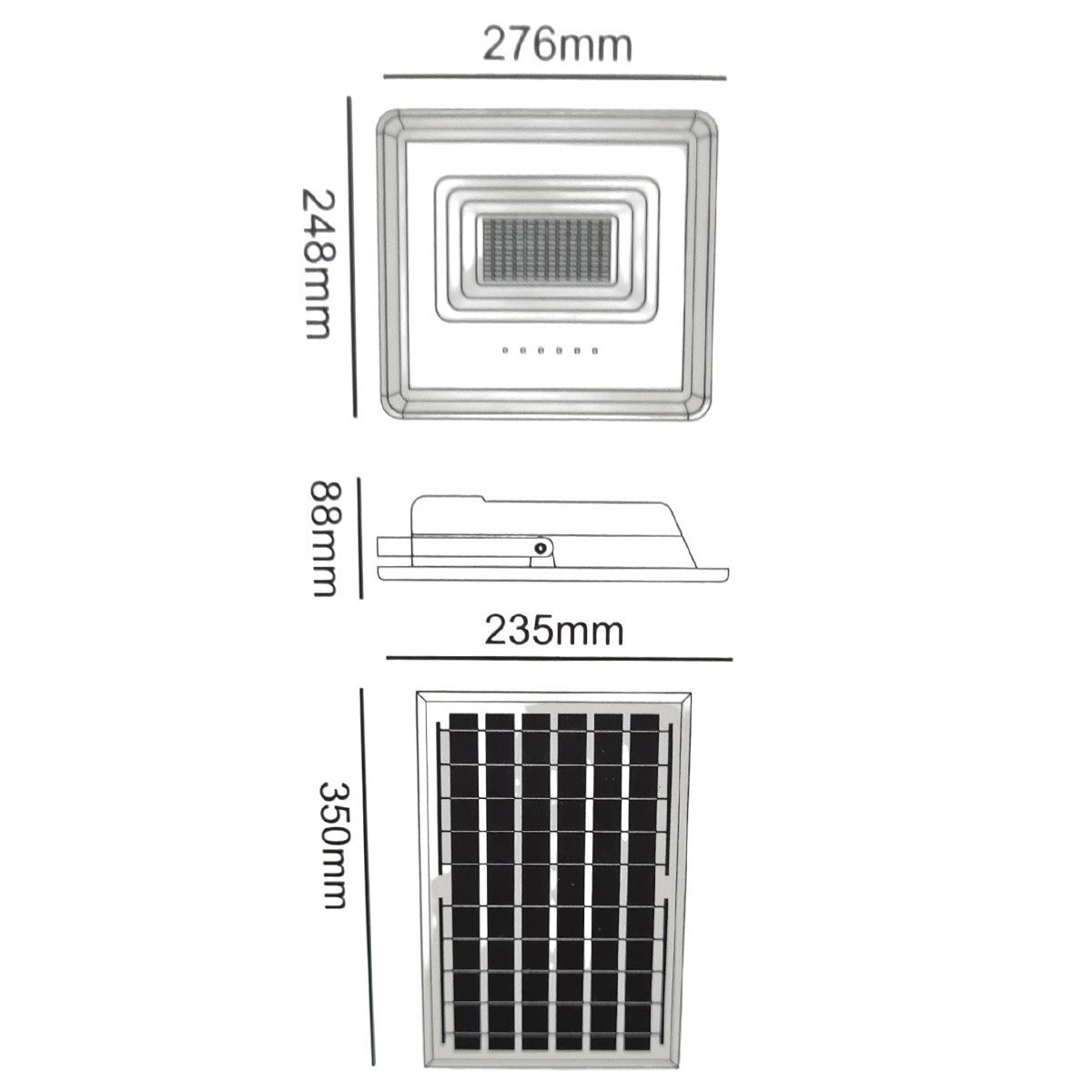 FARO LED FARETTO ALTA LUMINOSITA' PANNELLO SOLARE CREPUSCOLARE TELECOMANDO 200W