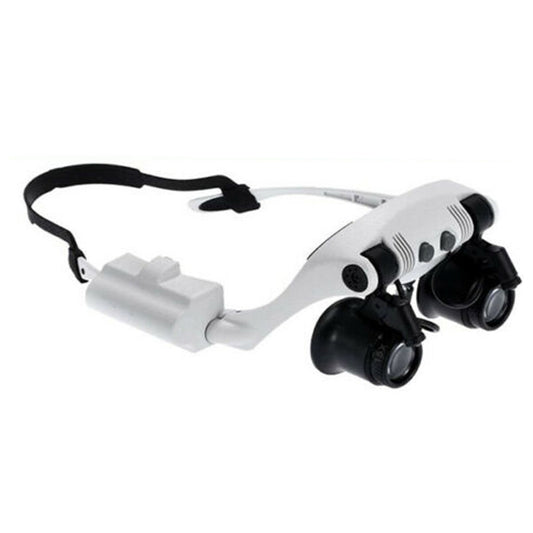 OCCHIALI CON LENTE D' INGRANDIMENTO 4 LENTI E LUCI LED LAVORO DI PRECISIONE 9892