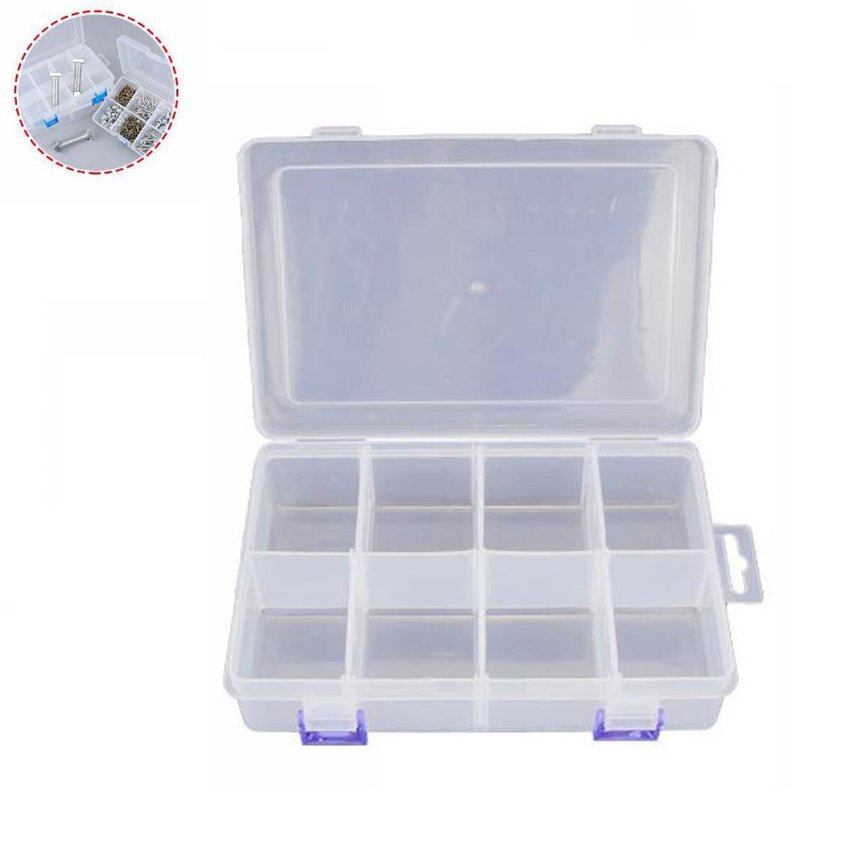 SCATOLA PLASTICA CONTENITORE GIOIELLI PERLINE UTENSILI VITI VARI SCOMPARTI 68518