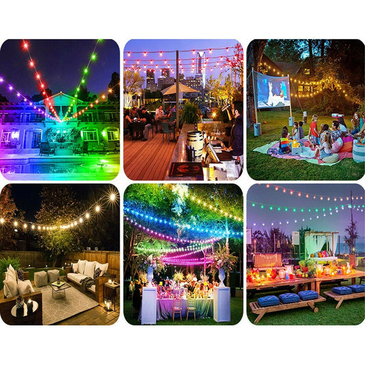 GUIRLANDE LUMINEUSE INTELLIGENTE LED RGB AMPOULES EXTÉRIEURES DÉCORATIVES MULTICOLORES IP65 F11C