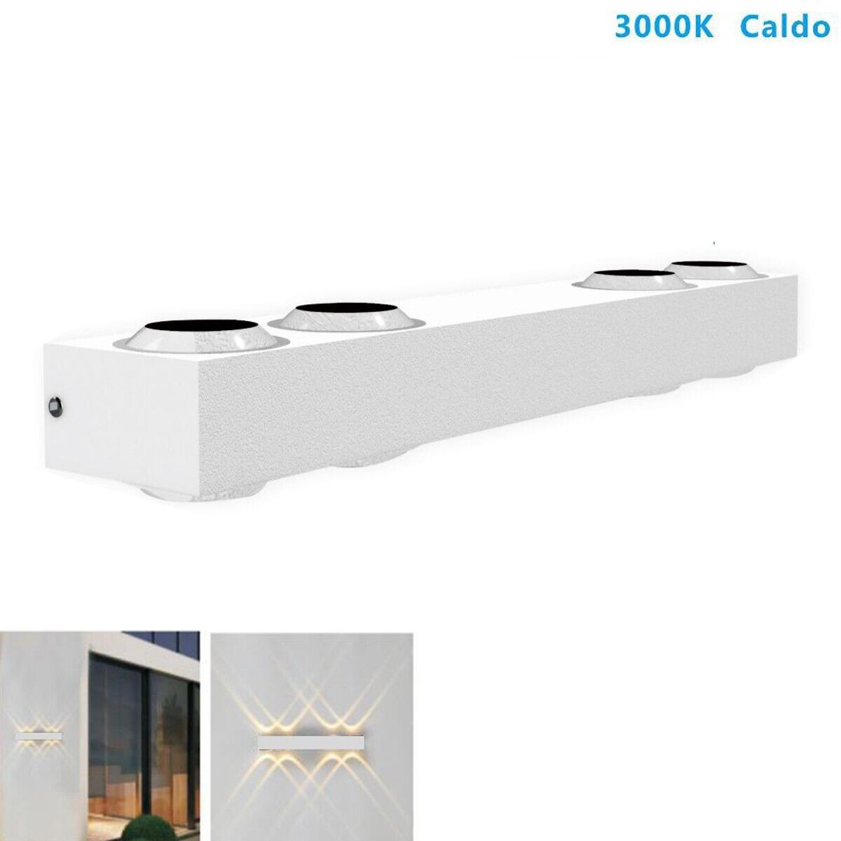 APPLIQUE LED 8W BIANCO LAMPADA LUCE CALDO PARETE UP DOWN ESTERNO INTERNO