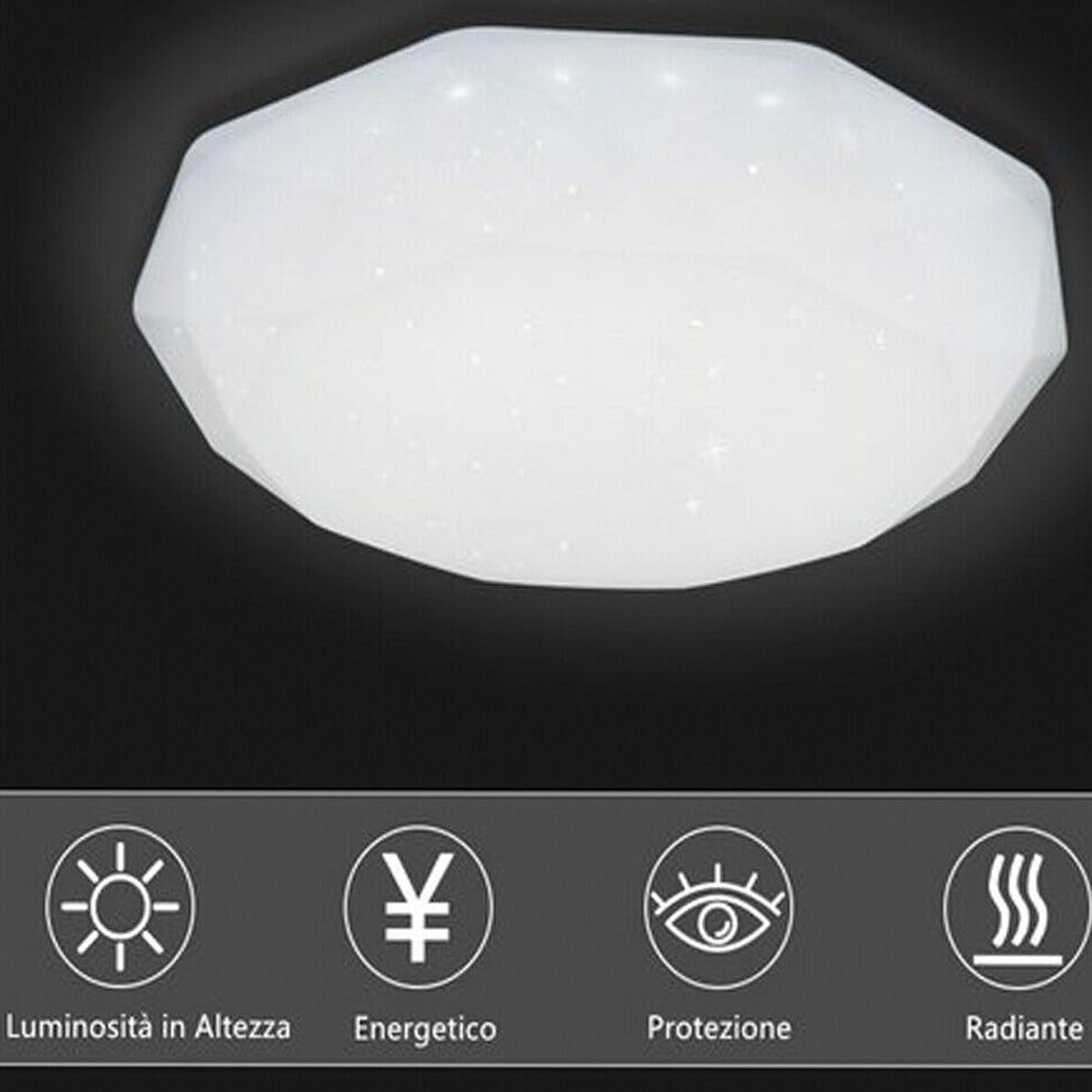 PLAFONIERA LED 36W 3000K-4000K-6500K LUCE REGOLABILE STILE DIAMANTE 31598