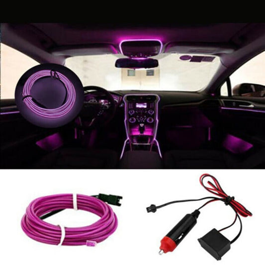 BANDE INTÉRIEUR LUMIÈRE VOITURE FIBRE OPTIQUE 12V DÉCORATION FIL 3MT VIOLET 48