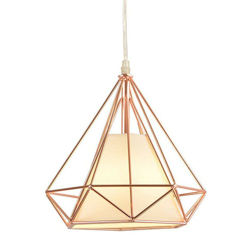LAMPADARIO GABBIA METALLO INDUSTRIALE RETRO E27 PENDENTE VINTAGE ORO ROSA SJ099