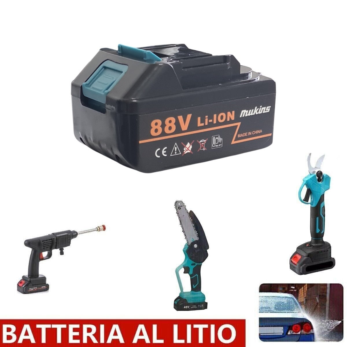 BATTERIA RICAMBIO 88V MAX PER MINI SEGA ELETTRICA IDROPULITRICE MOTOSEGA CESOIA