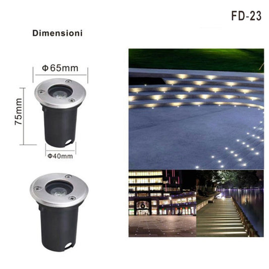 SPOT ENCASTRABLE LED ROND 1W SOL BALISAGE LUMIÈRE BLANCHE FROIDE 6500K