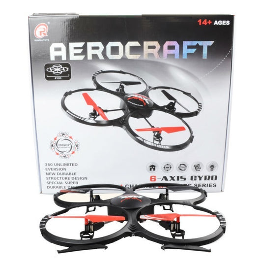 DRONE QUADRICOPTÈRE TÉLÉCOMMANDÉ AEROCRAFT 4 VOIES 6 AXES 2.4 Ghz CAMÉRA 41CM