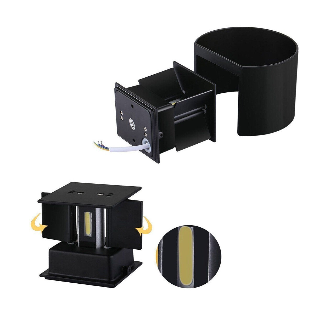 APPLIQUE LED COB LAMPE MURALE 20W OVALE NOIR FROID INTÉRIEUR EXTÉRIEUR 19