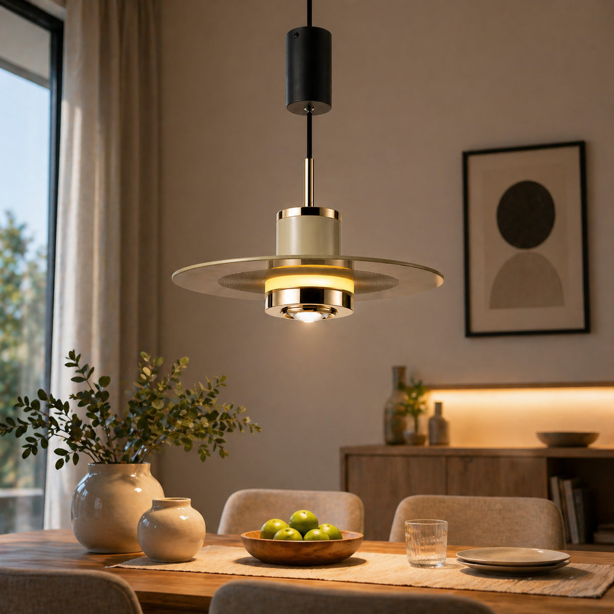 LUSTRE LED SUSPENSION MODERNE ROUGE ET OR DESIGN MINIMALISTE DIMMABLE LP025