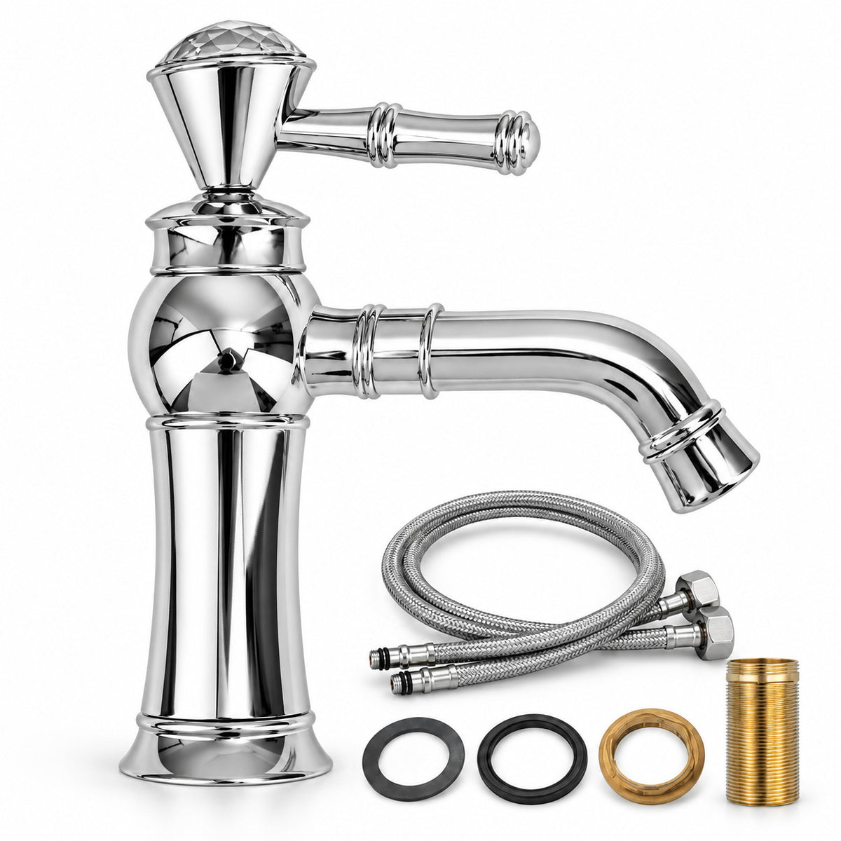 RUBINETTO BAGNO CASA STILE ANTICO DIAMANTE MISCELATORE LAVANDINO CROMATO 2303