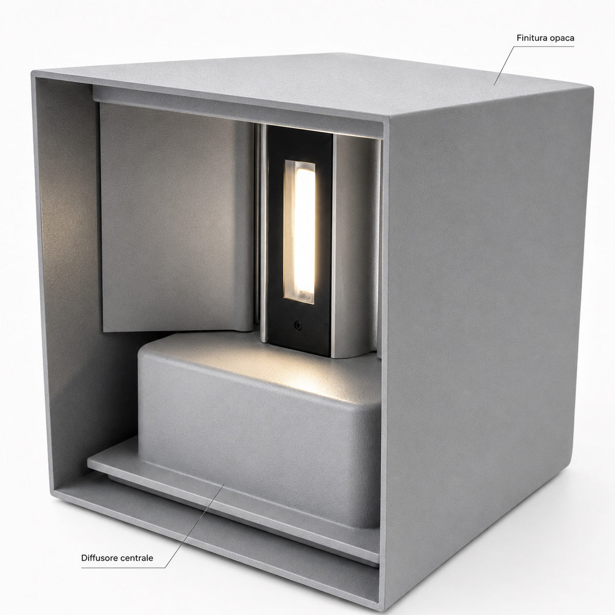 APPLIQUE LED 12W ESTERNO LAMPADA PARETE GRIGIO IP65 3000K 4000K 6000K ET-31689