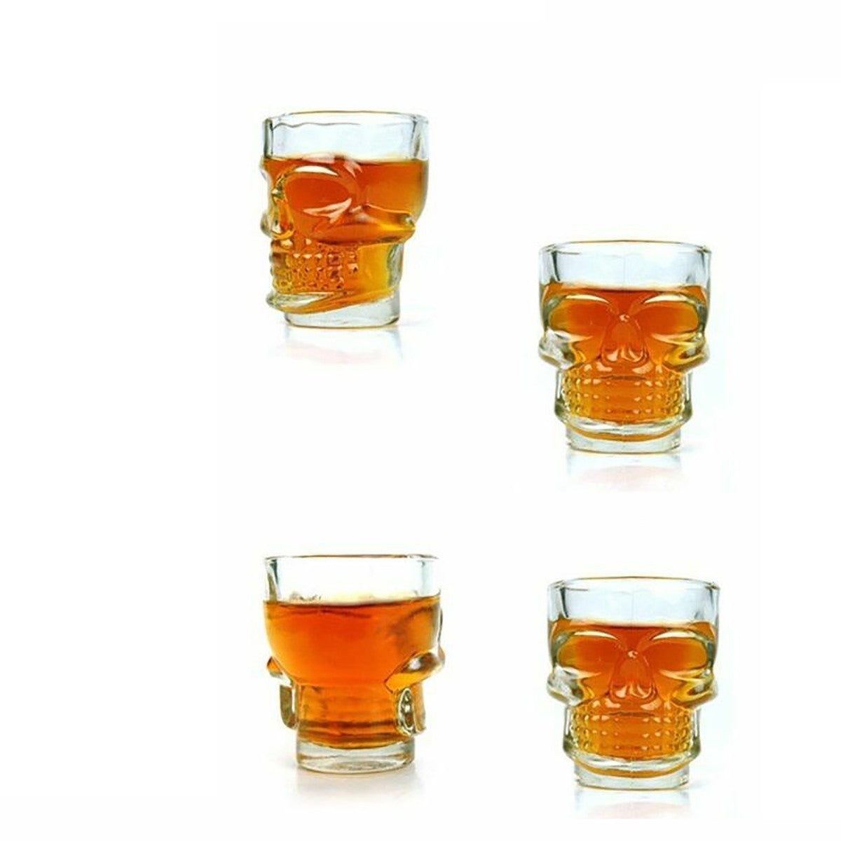 4 VERRES À SHOT EN FORME DE TÊTE DE MORT POUR COCKTAILS ET FÊTES CRÂNE SHOT