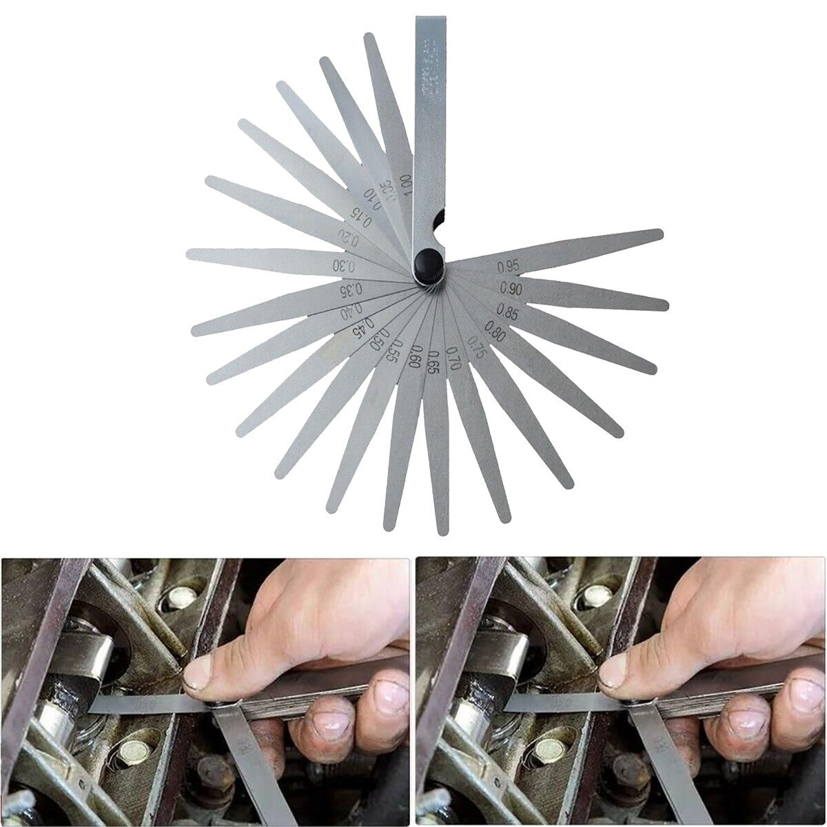 SPESSIMETRO VALVOLE DI PRECISIONE 20 LAME DI SPESSIMETRO IN ACCIAIO 0.05-1.00mm