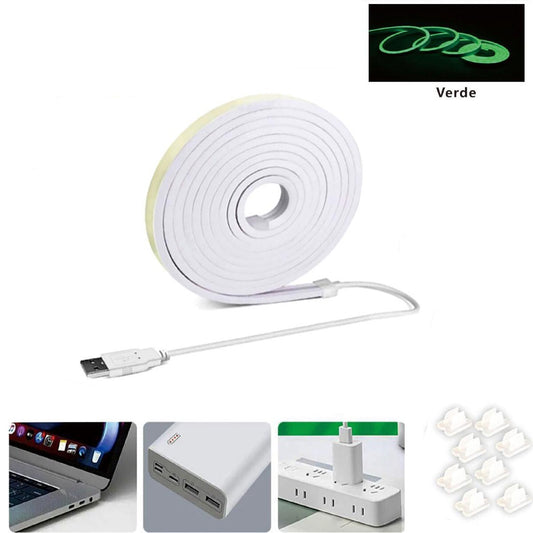 BANDE LED FLEXIBLE POUR CROCHETS RAIL PLAFOND USB INSCRIPTION LUMIÈRE VERTE
