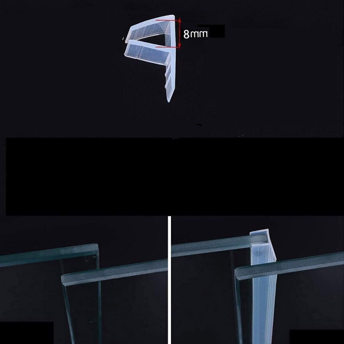 GUARNIZIONE BOX DOCCIA PROFILO F RICAMBIO SILICONE TRASPARENTE 8MM 2MT 74235