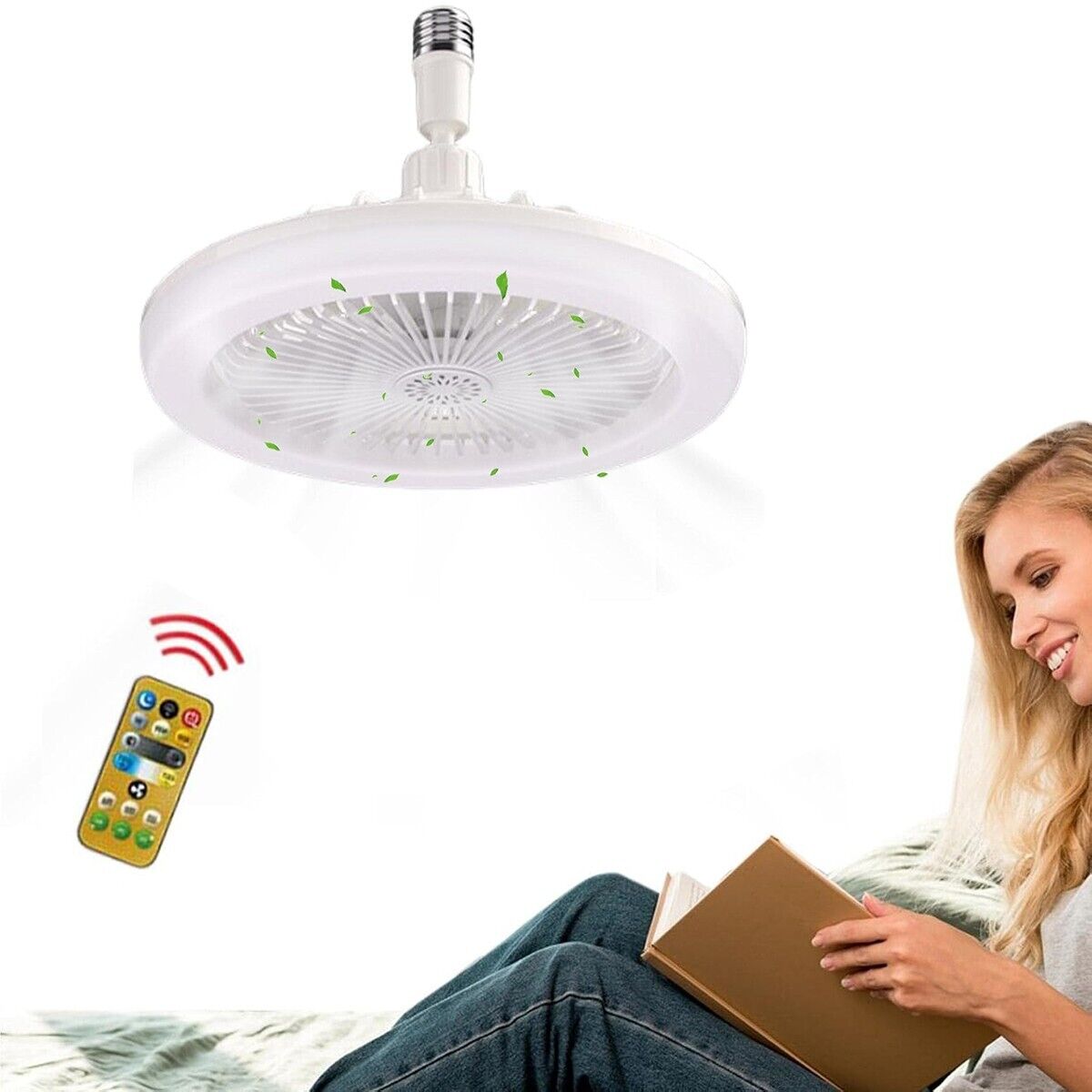 VENTILATORE PLAFONIERA LED DA SOFFITTO E27 REGOLABILE TELECOMANDO 30W AS-01579