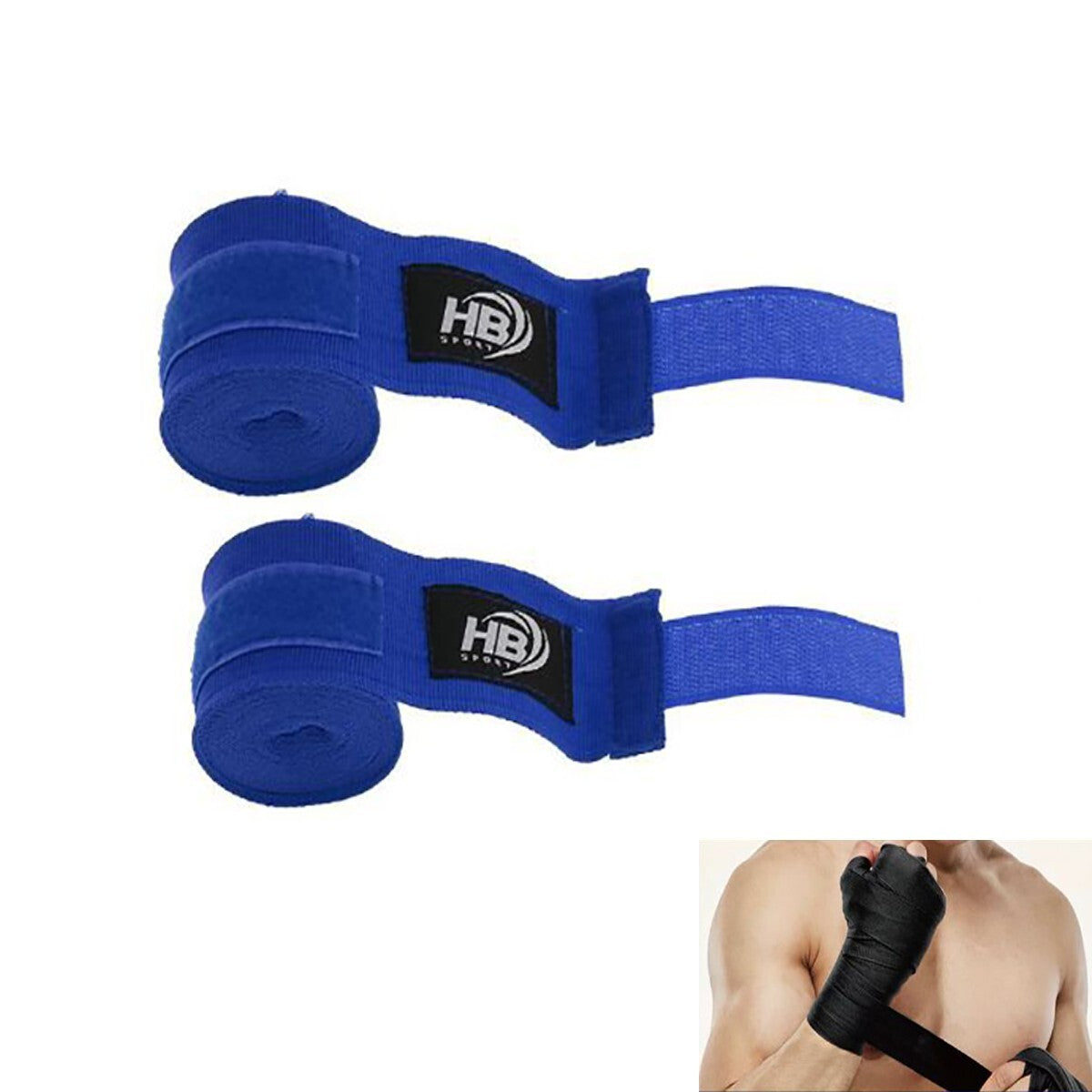 Paire de bandes de boxe Leone bandes de gants bandages de boxe kick attaches bleues 3m