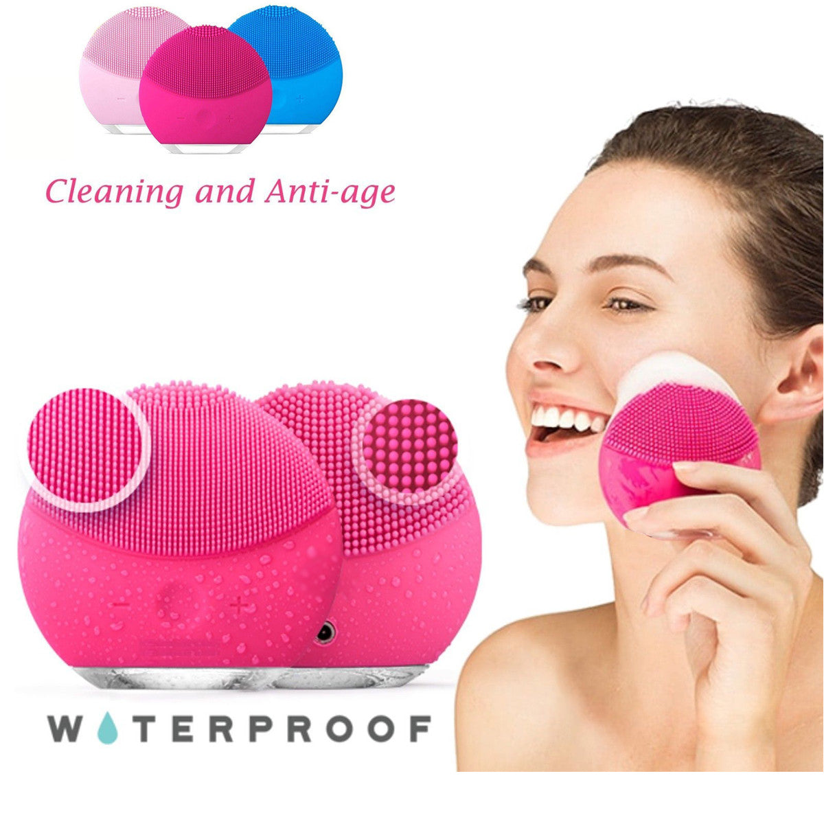 MINI SPAZZOLA IN SILICONE PULIZIA CURA VISO PELLE MASSAGGIO ANTI ETA' FOREVER