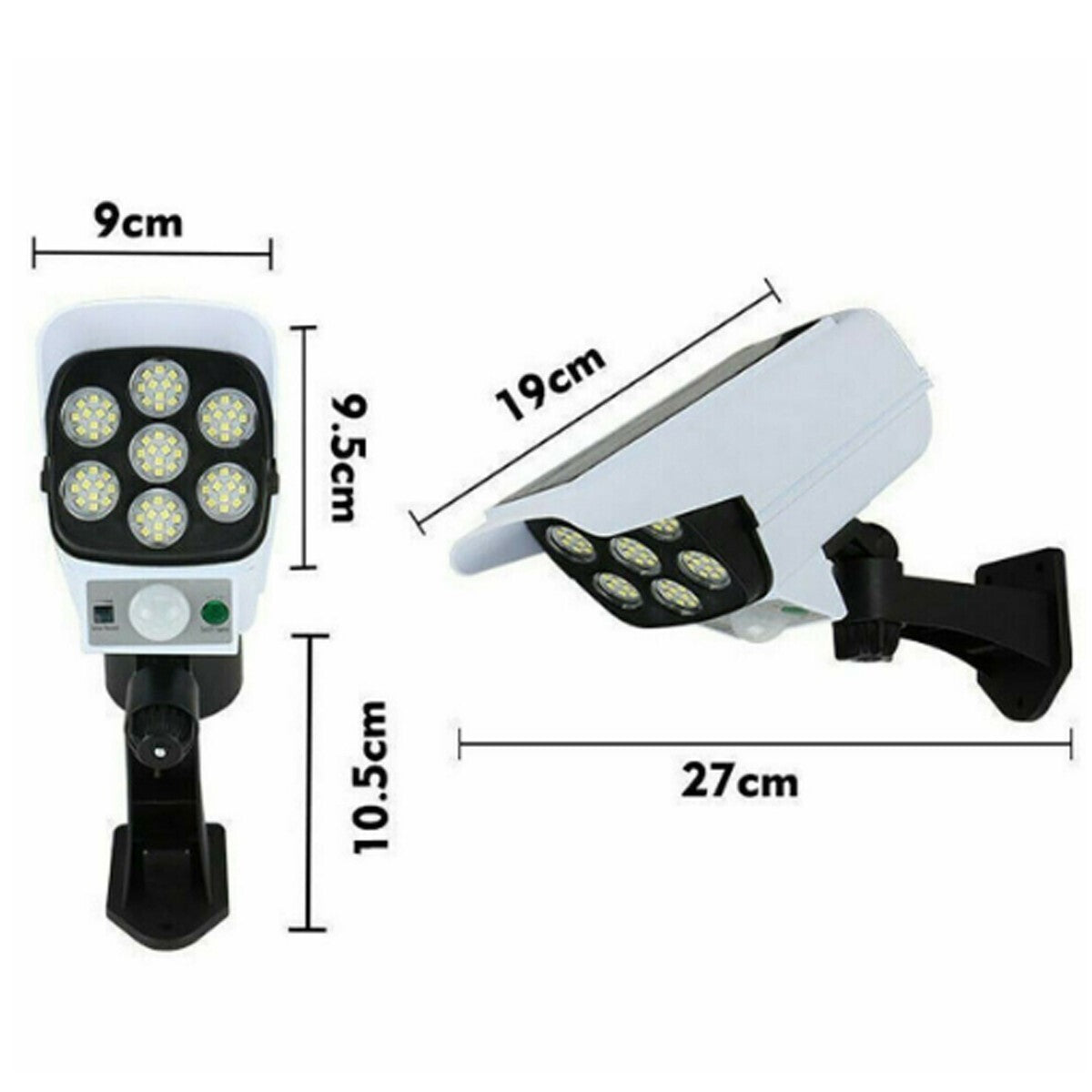 CAMÉRA FACTICE PANNEAU SOLAIRE AVEC DÉTECTEUR DE MOUVEMENT 77 LED PROJECTEUR LUMIÈRE 0387