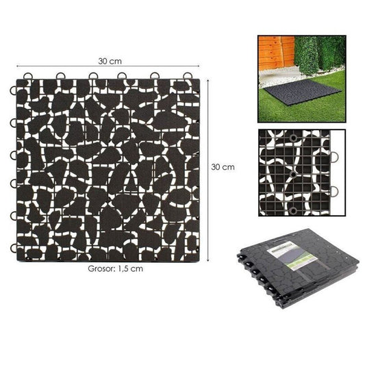 DALLE EXTÉRIEURE SOL LOT DE 4 DALLES DE JARDIN 30X30CM NOIR
